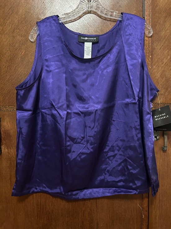 Sag Harbor Tops - Sag Harbor purple satin sleeveless top. Size 18W